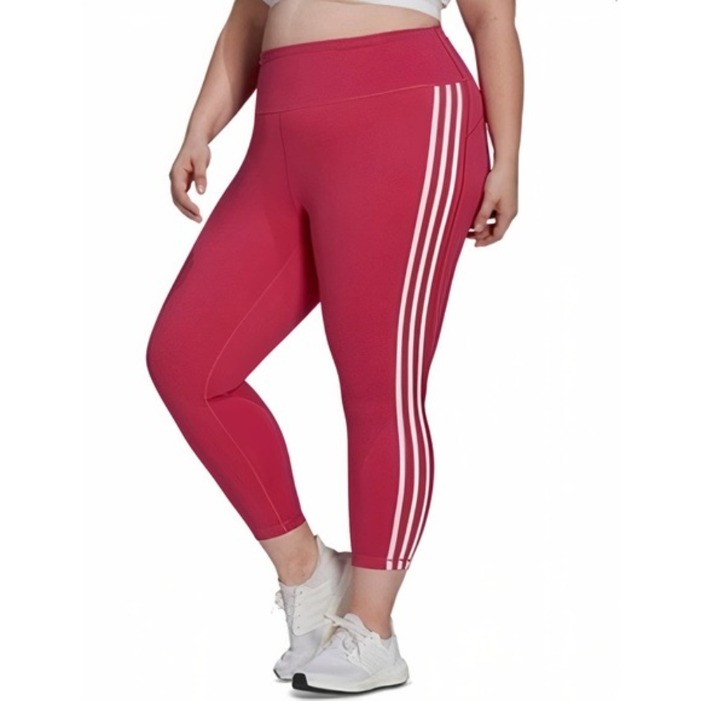 Adidas Women's Plus Size Believe This 2.0 3-Stripes 7/8 Tight, 2X, Pink